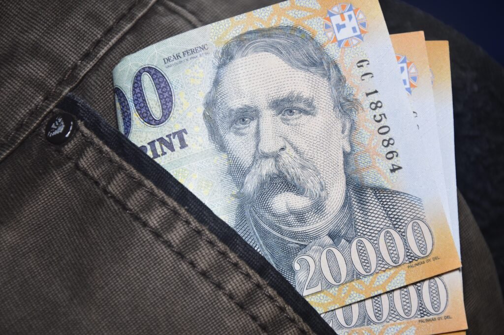 pénz közelről, bankjegyek és érmék a családi adókedvezmény témájához