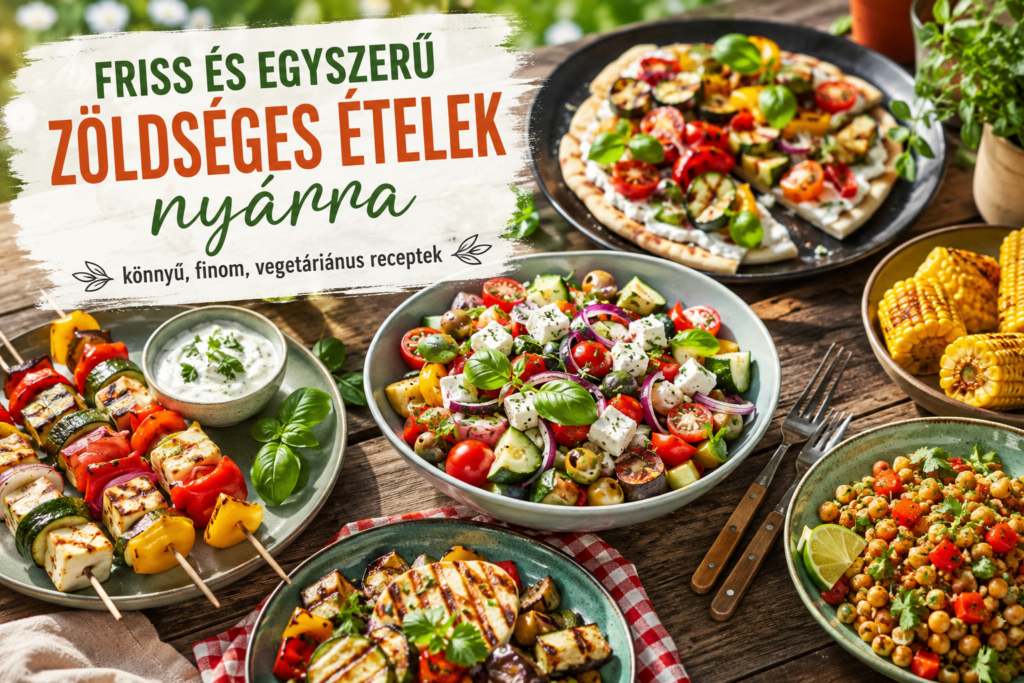riss nyári zöldséges ételek grillezett zöldségekkel és salátákkal